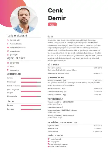 Gerçek CV şablonu önizlemesi
